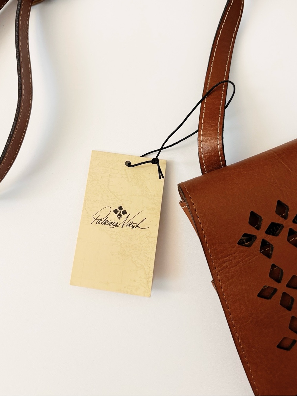 Patricia Nash Perforated Oil rub Granada Crossbody Purse in Tan Leather - Picture 5 of 7